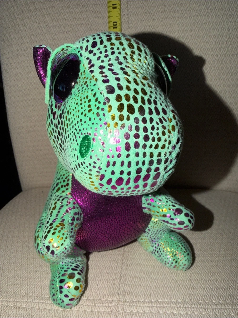 Ty Mint Green and Purple Sparkle Dragon Plush